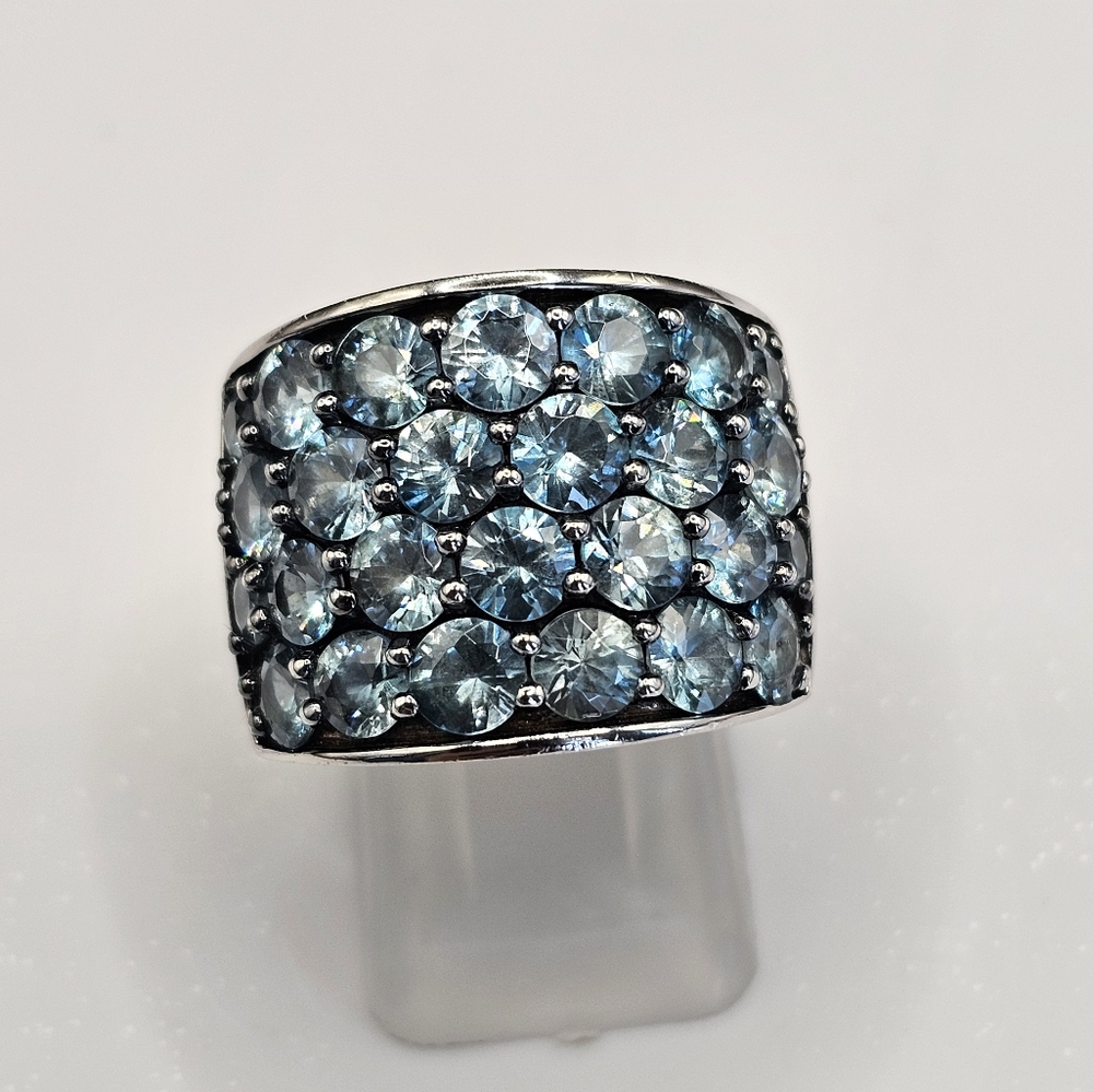 Genuine Cambodian Blue Zircon in Sterling Silver Ring Size 7 🌊 - Picture 7 of 9